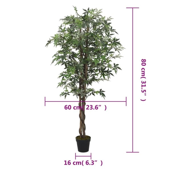 Konstväxt lönnträd 224 blad 80 cm grön