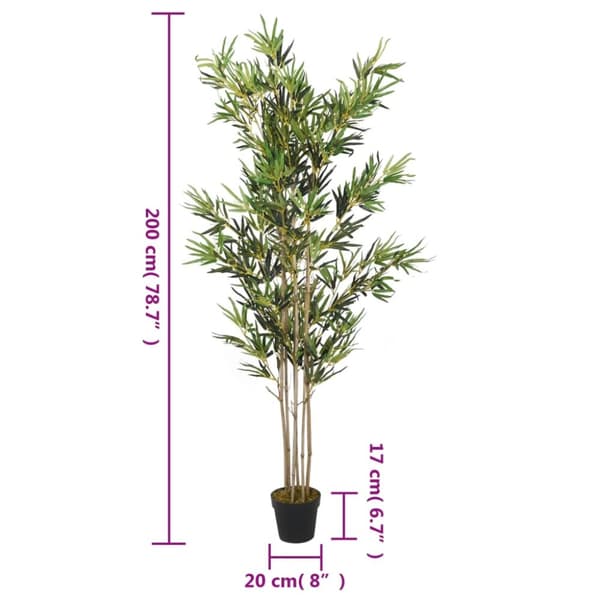 Konstväxt bambu 1380 blad 200 cm grön