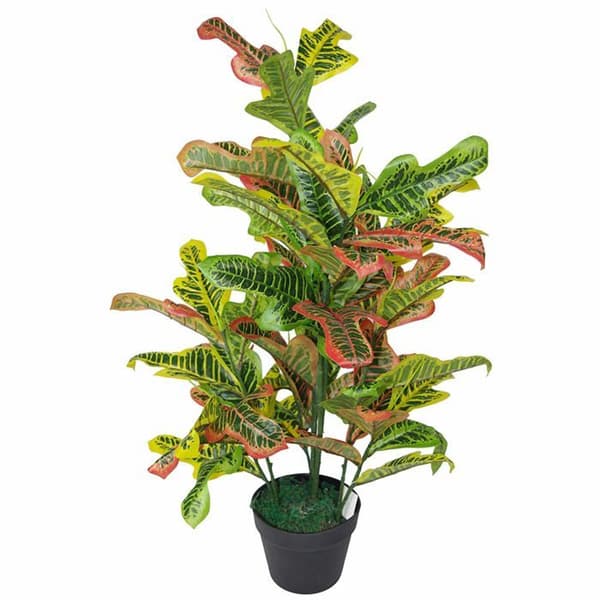Leaf - LEAF-7083 - Multicolored Artificiell Codiaeum Leaf Home Svart Plastkruka Stor modell 90 cm