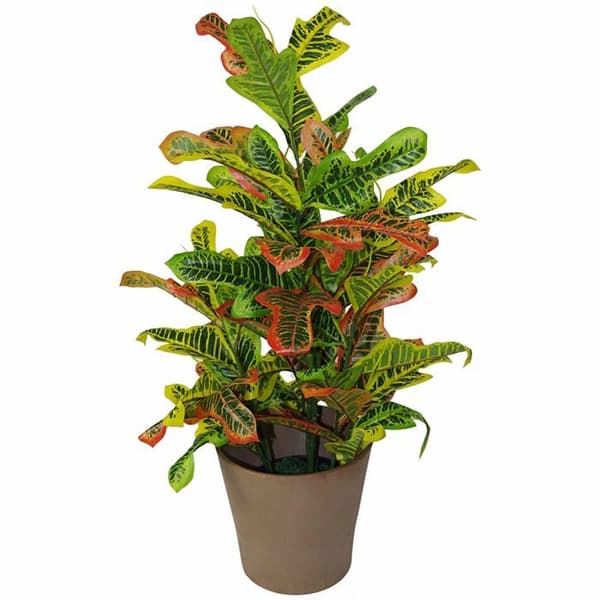 Leaf - LEAF-7083 - Multicolored Artificiell Codiaeum Leaf Home Svart Plastkruka Stor modell 90 cm