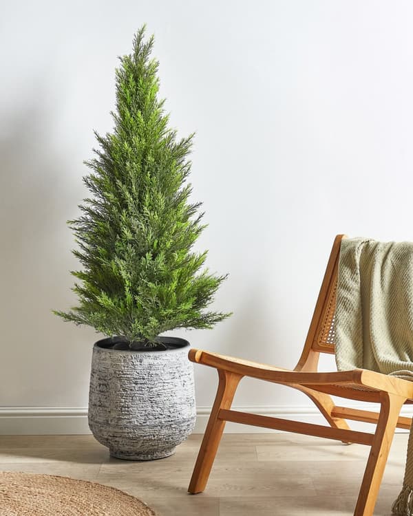 Tekokasvi setri vihreä mustassa ruukussa 120 cm muovi puu seetri perinteinen rustiikkinen