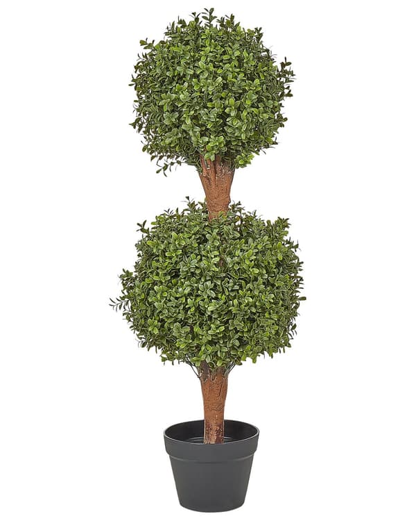Kunstig Potteplante Buxus-kule Grønn Plastblad Materiale Massiv Trestamme 92 cm Dekorativt Innendørs Utendørs Hagetilbehør