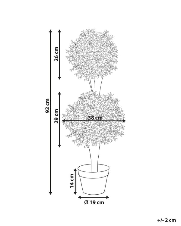 Kunstig Plante Plastik 92 cm Fake Buksbom Kugle Dekorativ Tilbehør Naturtro Falsk Potteplante Indretning Gulvplante