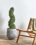 Miniatyrbillede 4 af 6: Kunstig plante i potte træ spiralform grøn plastik nåle metalstruktur 98 cm interiør eksteriør havedekoration