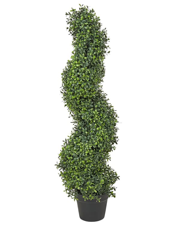 Kunstig plante i potte træ spiralform grøn plastik nåle metalstruktur 98 cm interiør eksteriør havedekoration