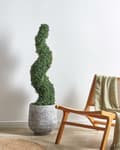 Miniatyrbillede 4 af 6: Kunstig plante i potte træ spiralform grøn plastik nåle metalstruktur 120 cm interiør eksteriør havedekoration
