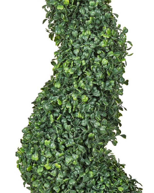 Kunstig plante i potte træ spiralform grøn plastik nåle metalstruktur 120 cm interiør eksteriør havedekoration