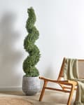 Miniatyrbillede 4 af 6: Kunstig plante i potte træ spiralform grøn plastik nåle metalstruktur 158 cm interiør eksteriør havedekoration