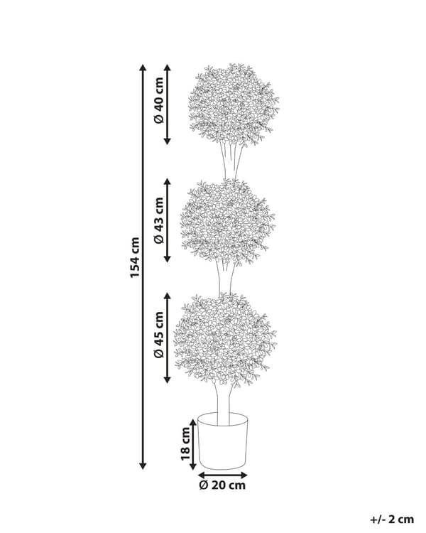 Konstgjord krukväxt Buxus bollträd grönt plastblad material massiv trästam 154 cm dekorativt inomhus utomhus trädgårdstillbehör