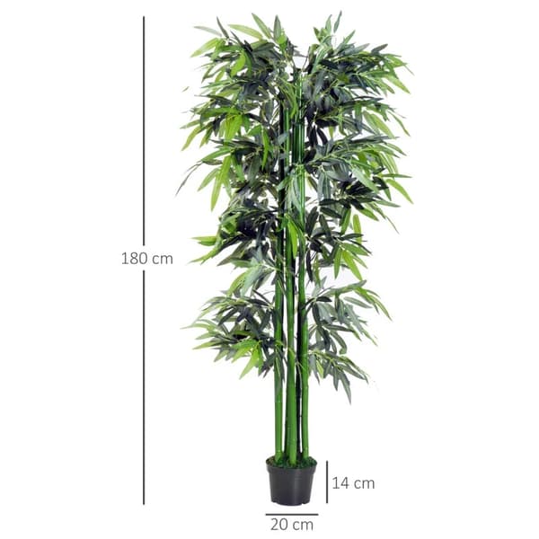 Rootz konstgjord växt - konstgjord bambu - konstgjord bambu trädplanta - hem - kontor - grön + svart - 20cm x 20cm x 180cm