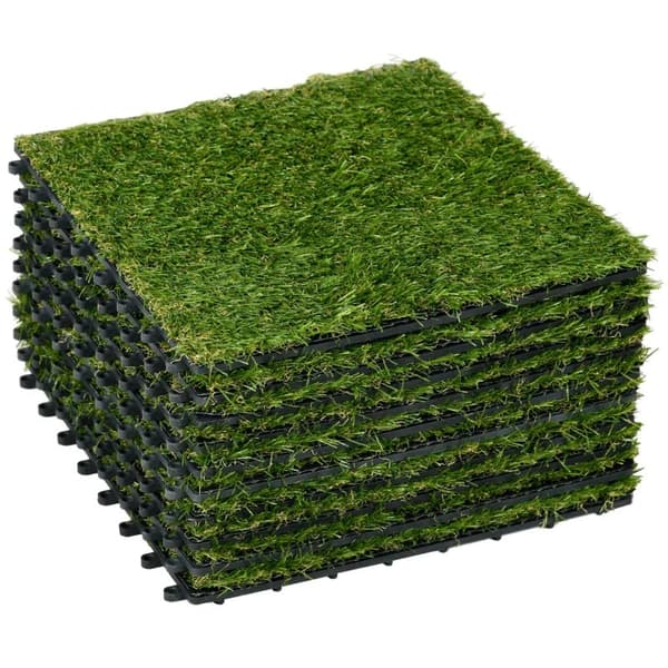 Rootz kunstgræs - Naturtro - Drænfunktion - 25 mm Højde - Sæt med 10 - UV-bestandig - Grøn - 30x30 cm