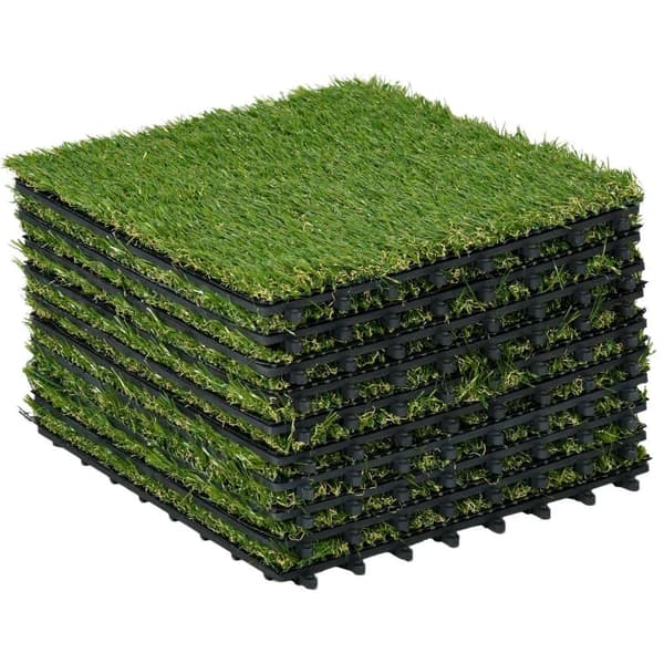 Rootz konstgräs - naturtrogen - Dräneringsfunktion - 25 mm höjd - Set med 10 - UV-beständighet - Grön - 30x30 cm