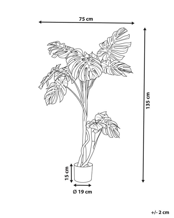 Kunstig Monstera-plante i Potte Grønn og Svart Syntetisk 135 cm Materiale Dekorativt Innendørs Tilbehør