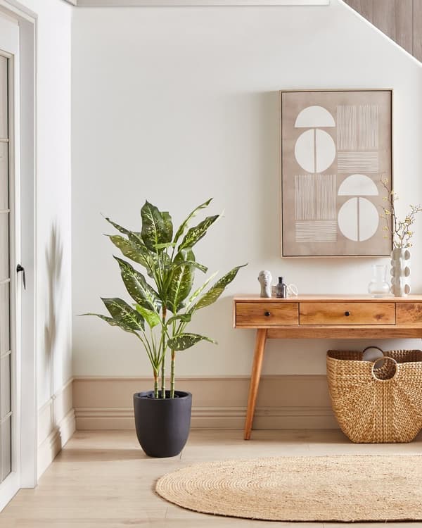 Konstgjord Dieffenbachia-växt Krukväxt Grön och Svart Syntetmaterial 110 cm Dekorativ inomhusaccessoar