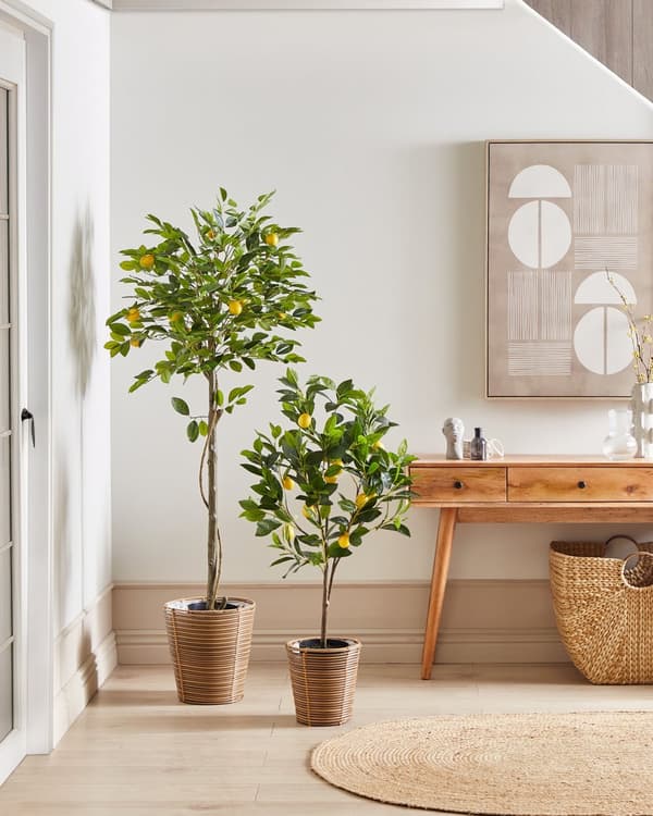 Konstgjord Krukväxt Grön och Svart Syntetisk 105 cm Material Dekorativ Inomhus Citrus Tillbehör