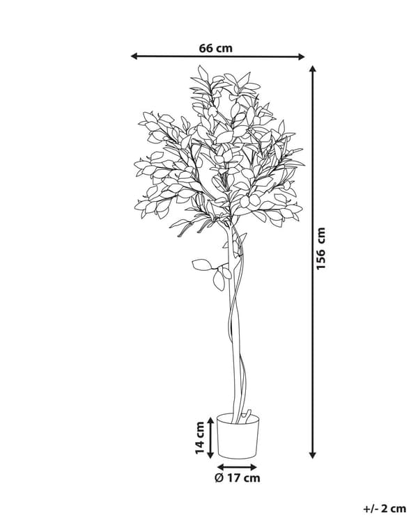 Konstgjord Krukväxt Grön och Svart Syntetisk 156 cm Material Dekorativ Inomhus Citrus Tillbehör