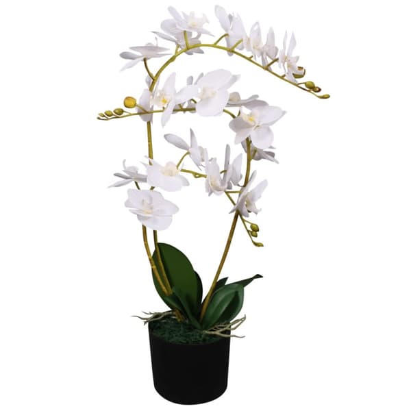 vidaXL Konstväxt Orkidé med kruka 65 cm vit -  Artificiell flora