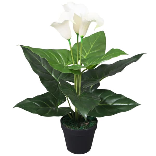 vidaXL kunstig kallalilje med potte 45 cm hvid -  Kunstig flora