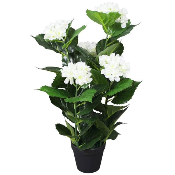 vidaXL Konstväxt Hortensia med kruka 60 cm vit -  Artificiell flora