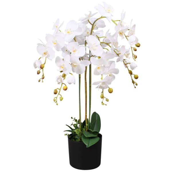 vidaXL kunstig orkidéplante med potte 75 cm hvid -  Kunstig flora