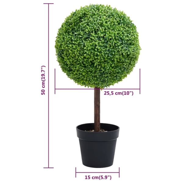 vidaXL kunstig buksbom med krukke 50 cm kugleformet grøn - Kunstig flora