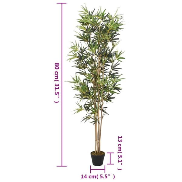 vidaXL kunstigt bambustræ 368 blade 80 cm grøn -  Kunstig flora