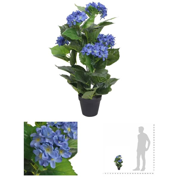The Living Store Konstväxt Hortensia med kruka 60 cm blå -  Artificiell flora