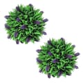 Miniatyrbillede 2 af 4: Sæt med 2 kunstige buksbom-kugler med lavendel 28 cm -  Kunstig flora