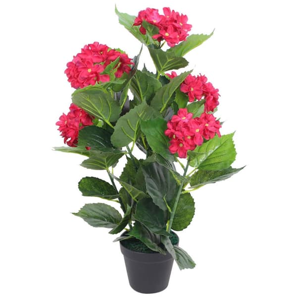 The Living Store kunstig hortensia-plante med urtepotte 60 cm rød - Kunstig flora
