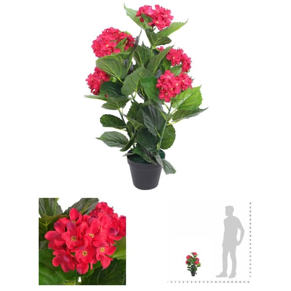 The Living Store kunstig hortensia-plante med urtepotte 60 cm rød -  Kunstig flora