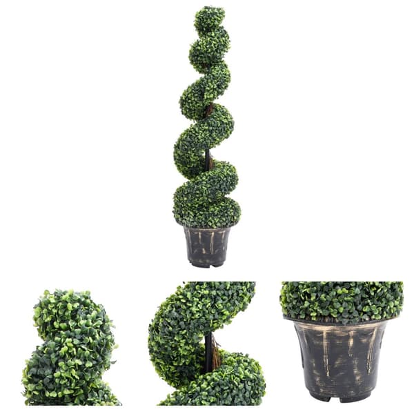 The Living Store kunstig buksbom med krukke 117 cm spiralformet grøn -  Kunstig flora
