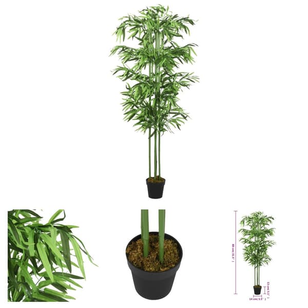 The Living Store kunstigt bambustræ 240 blade 80 cm grøn -  Kunstig flora