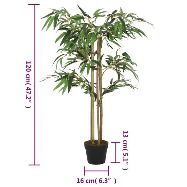 The Living Store Konstväxt bambu 760 blad 120 cm grön - Artificiell flora