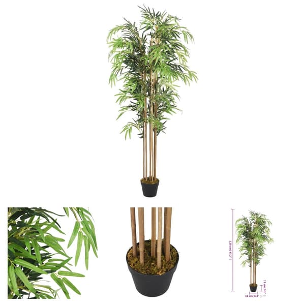 The Living Store Konstväxt bambu 730 blad 120 cm grön -  Artificiell flora
