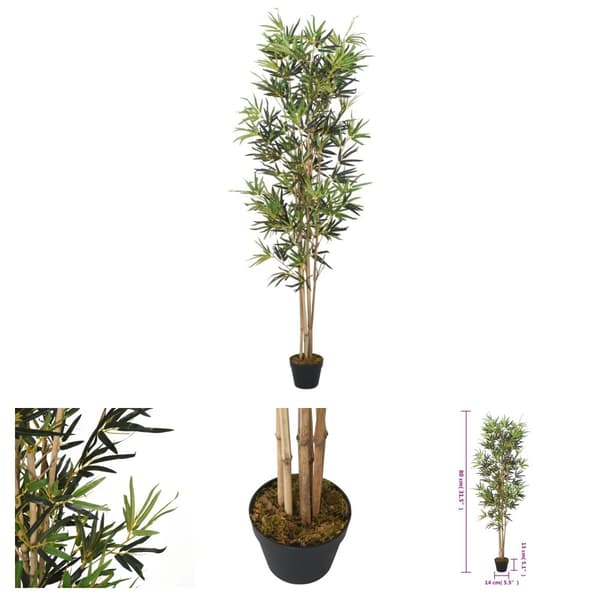 The Living Store kunstigt bambustræ 368 blade 80 cm grøn -  Kunstig flora