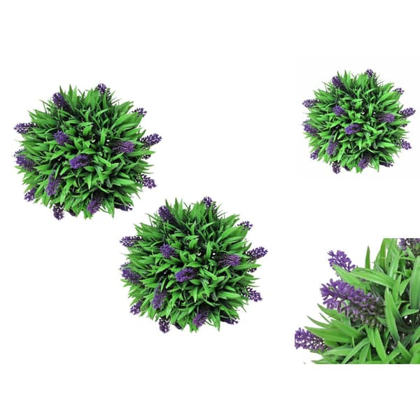 Artificiell flora - Konstväxt buxbomboll med lavendel 28 cm