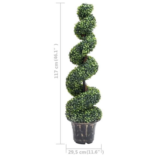 Kunstig flora - Living kunstig buksbom med krukke 117 cm spiralformet grøn