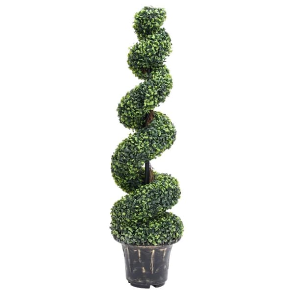Kunstig flora - Living kunstig buksbom med krukke 117 cm spiralformet grøn