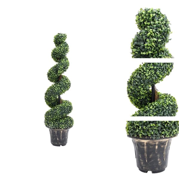 Kunstig flora - Living kunstig buksbom med krukke 117 cm spiralformet grøn