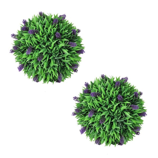 Artificiell flora - Konstväxt buxbomboll med lavendel 30 cm