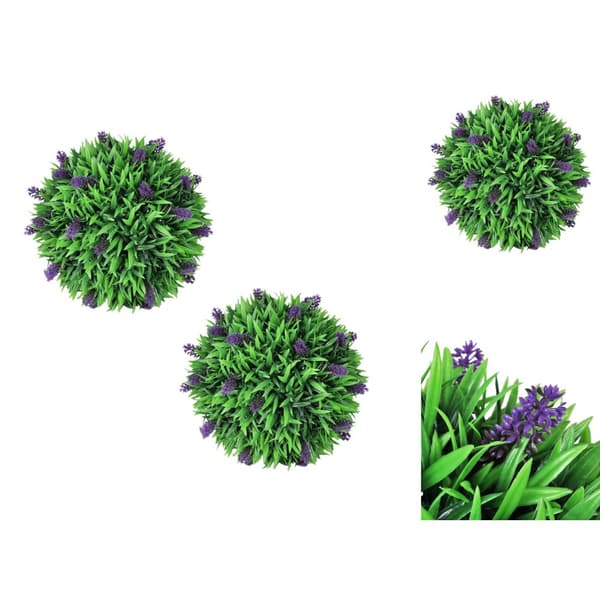 Artificiell flora - Konstväxt buxbomboll med lavendel 30 cm