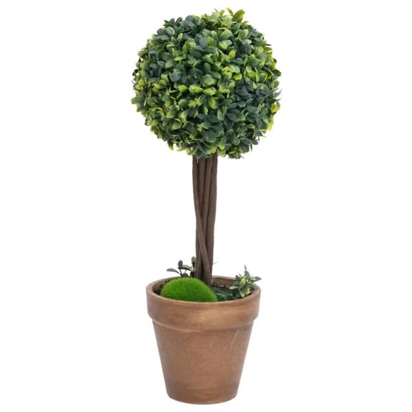 Kunstig flora - Living kunstige buksbom med krukker 2 stk. 56 cm kugleformet grøn