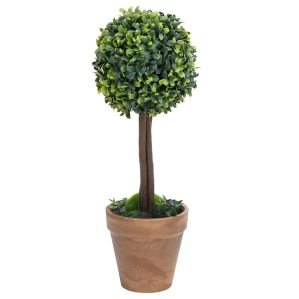 Kunstig flora - Living kunstige buksbom med krukker 2 stk. 56 cm kugleformet grøn