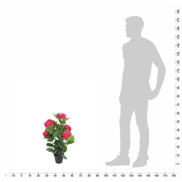 Kunstig hortensia-plante med urtepotte 60 cm rød - Kunstig Plante - Kunstige Planter - Home & Living