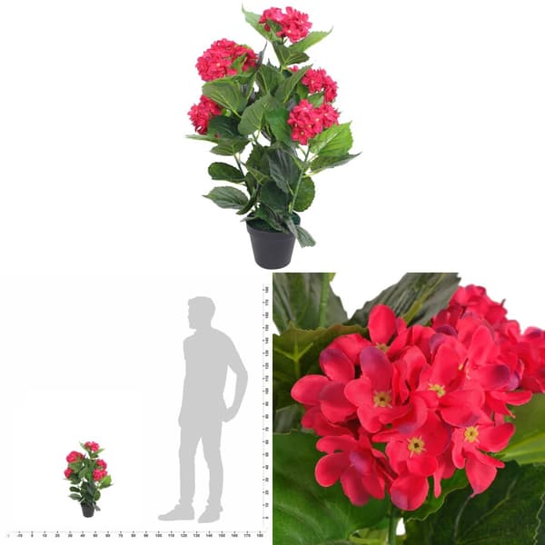 Kunstig hortensia-plante med urtepotte 60 cm rød - Kunstig Plante - Kunstige Planter - Home & Living