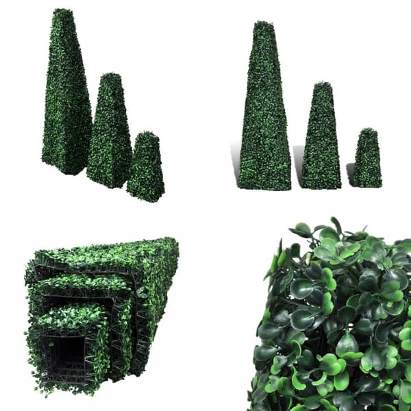 Kunstig pyramide-planteskulptursæt 3 dele 95 cm - Kunstig Plante - Kunstige Planter - Home & Living