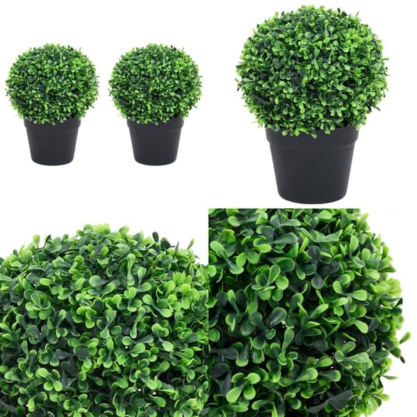 Kunstige buksbom med krukker 2 stk. 27 cm kugleformet grøn - Kunstig Plante - Kunstige Planter - Home & Living