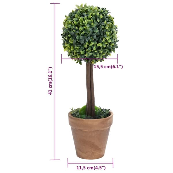 kunstige buksbom med krukker 2 stk. 41 cm kugleformet grøn