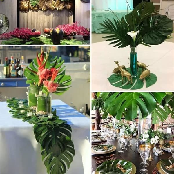 30 st Tropiska palmblad Hawaiian festdekoration, simulering konstgjorda löv dekoration