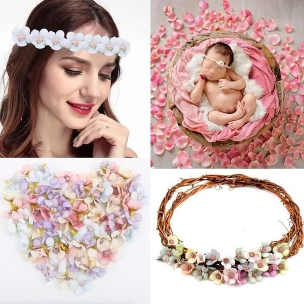 80st Mini konstgjorda blommor Konstgjorda Daisy Head Handgjorda Flerfärgad för bröllop Scrapbooking Dekoration Kläder Acc